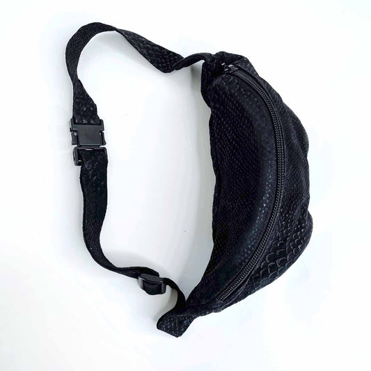 vintage black snakeskin embossed suede fanny pack