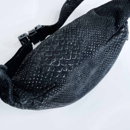 vintage black snakeskin embossed suede fanny pack