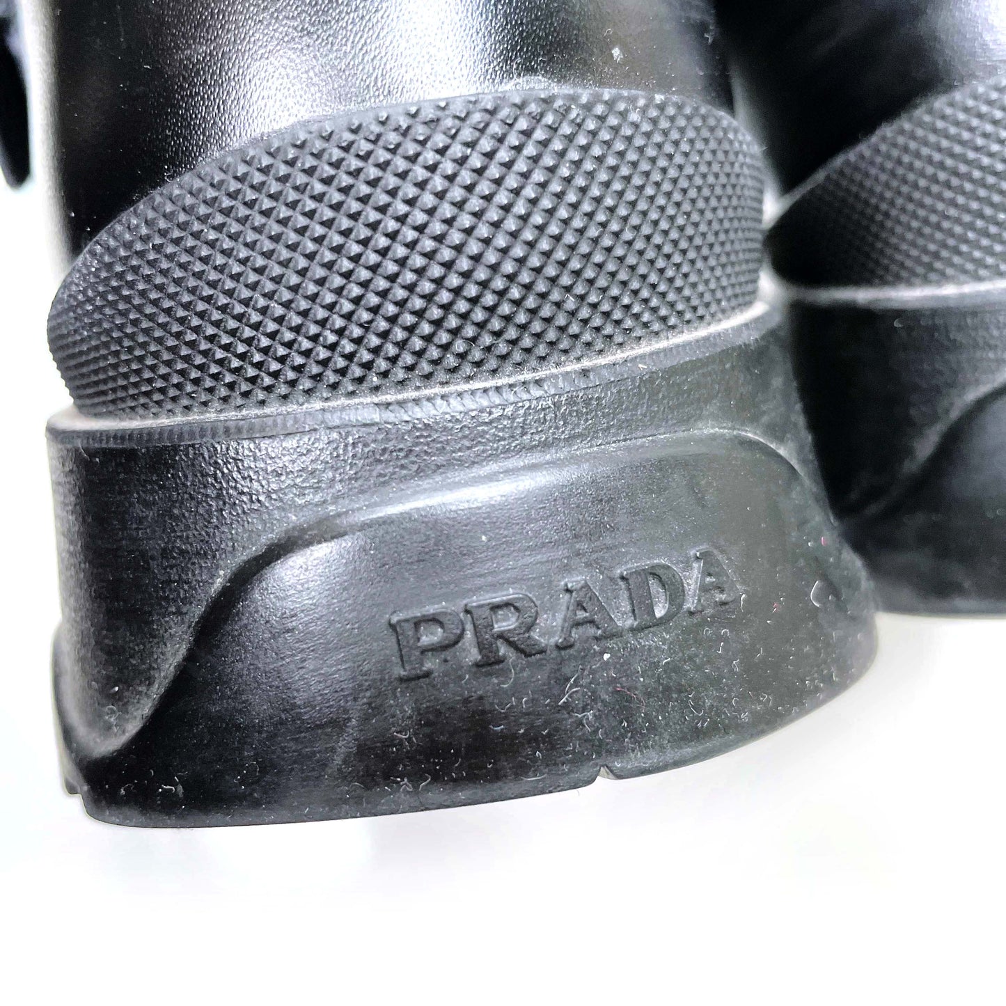 men's prada black leather velcro chunky derby shoes - size 38