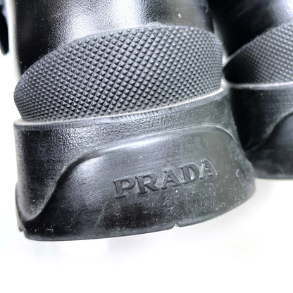 men's prada black leather velcro chunky derby shoes - size 38