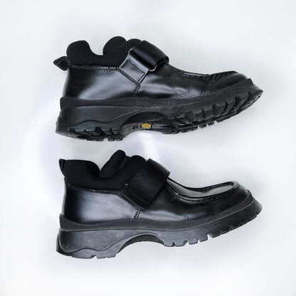 men's prada black leather velcro chunky derby shoes - size 38