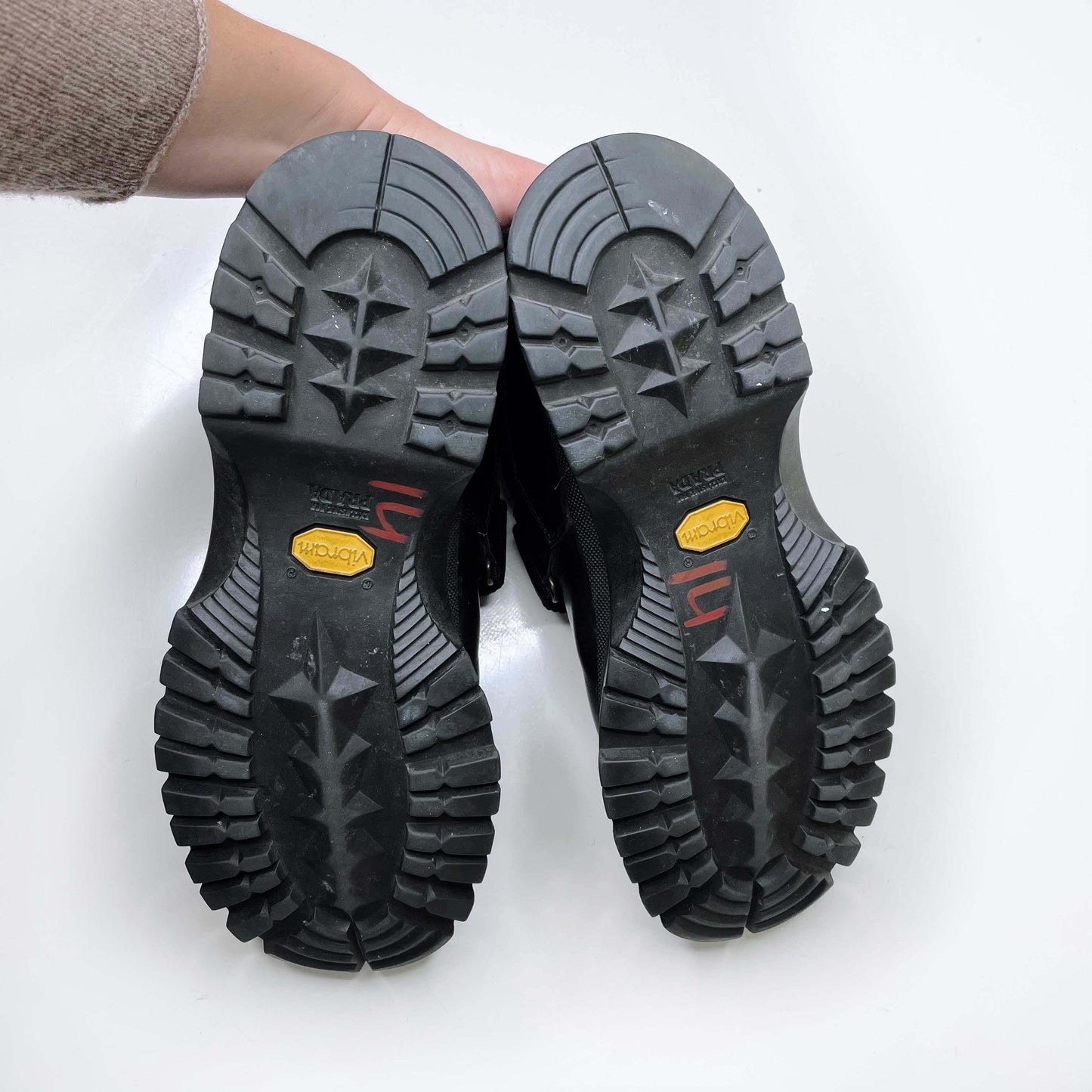 men's prada black leather velcro chunky derby shoes - size 38