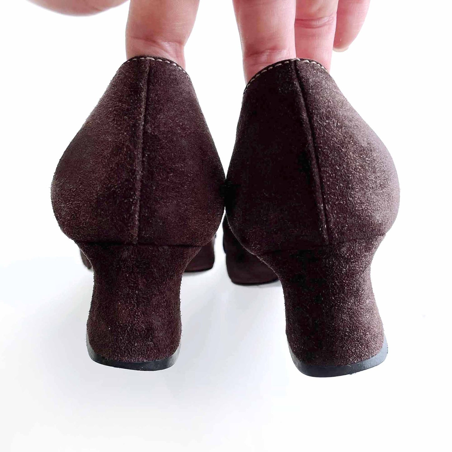 vintage y2k prada buckle square toe suede heels - size 38