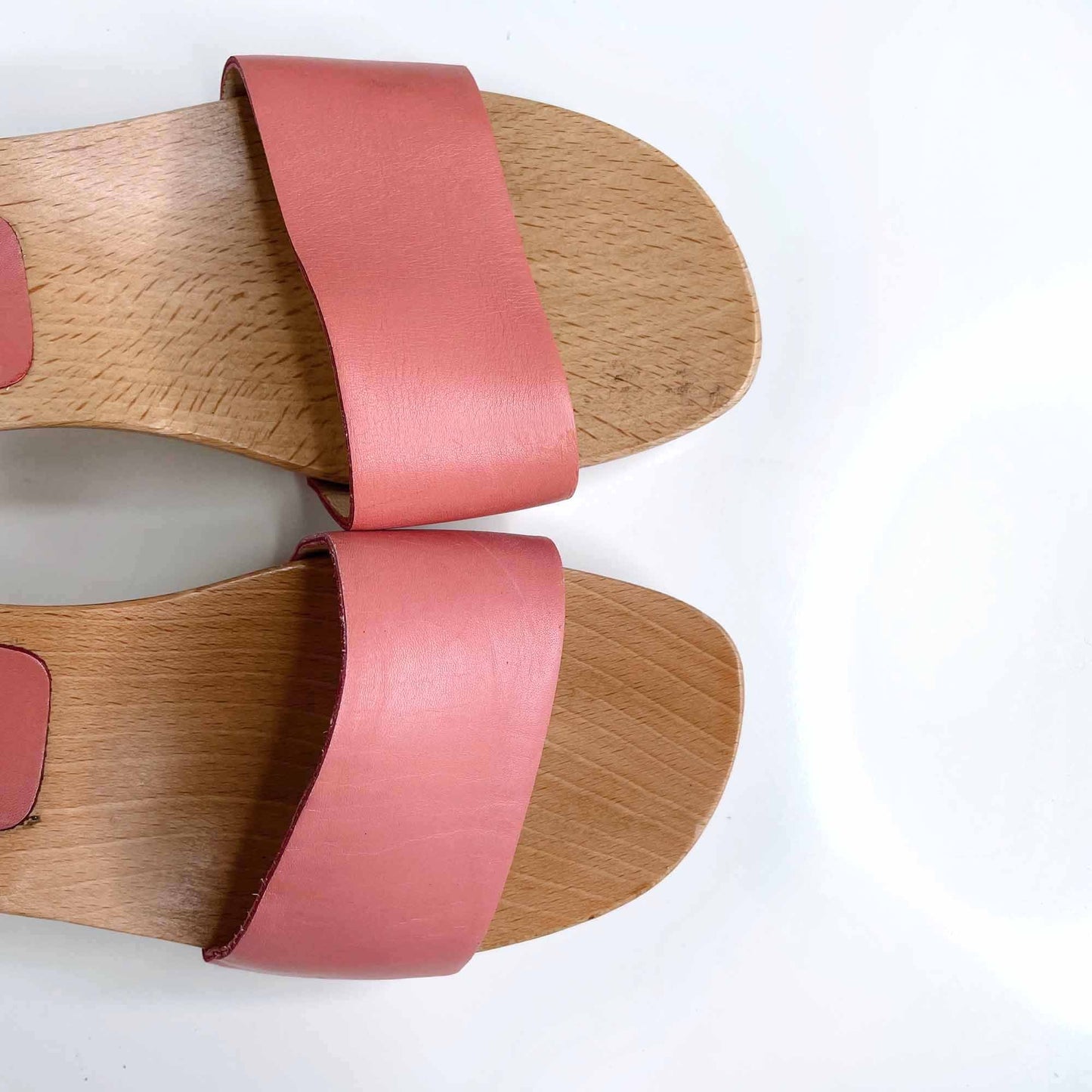 prada pink leather slide sandal with wood heel - size 38