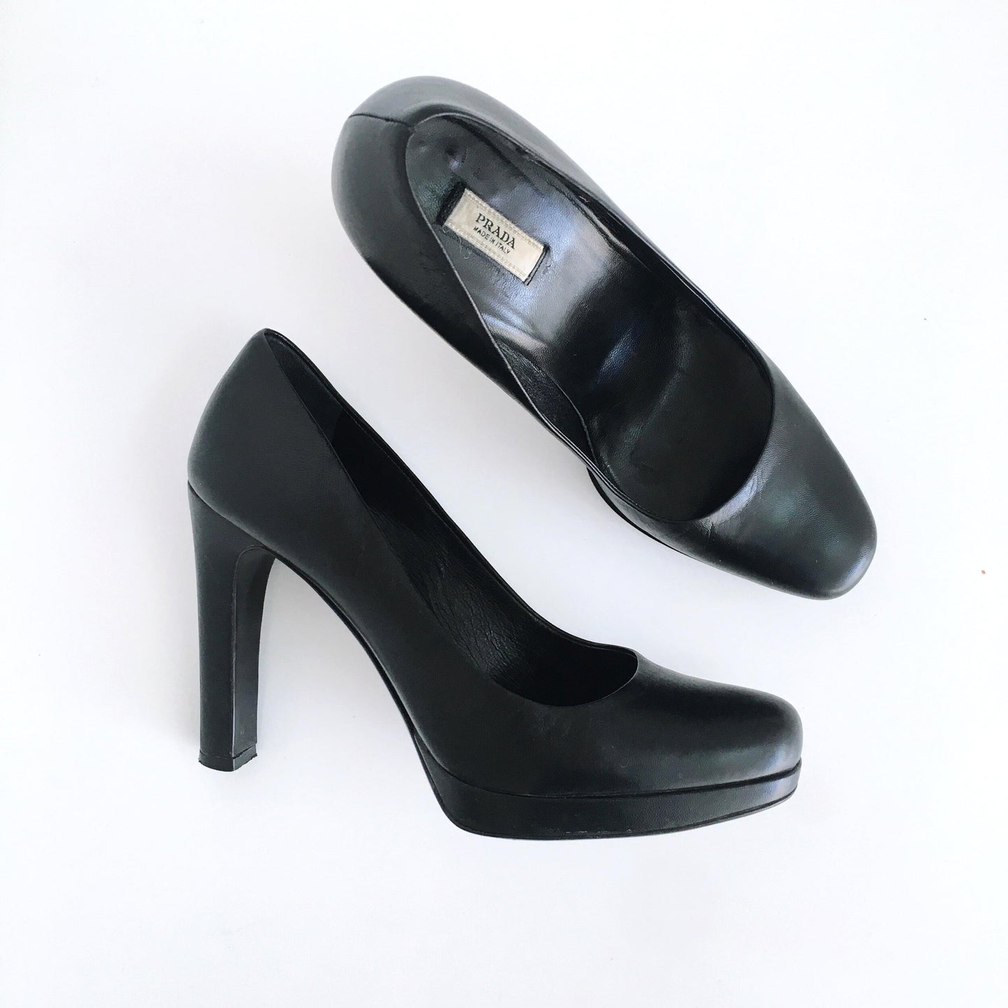 Prada square-toe leather pumps - size 36.5