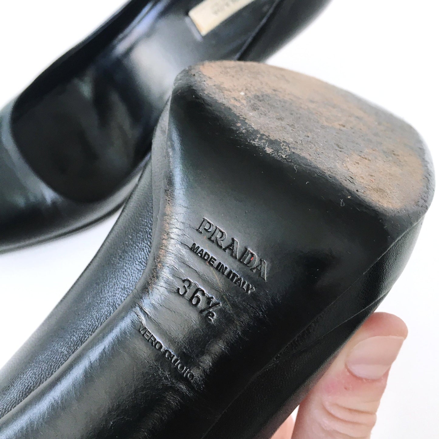 Prada square-toe leather pumps - size 36.5
