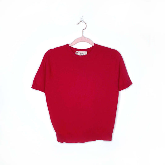 vintage pringle of scotland cashmere short sleeve sweater - size xs