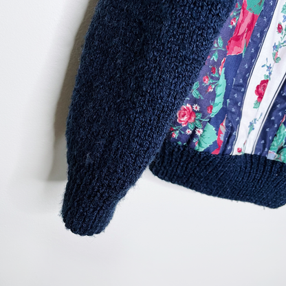 vintage handmade quilt sweater cardigan jacket - size med/large