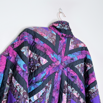 vintage handmade purple triangle quilt jacket - size large