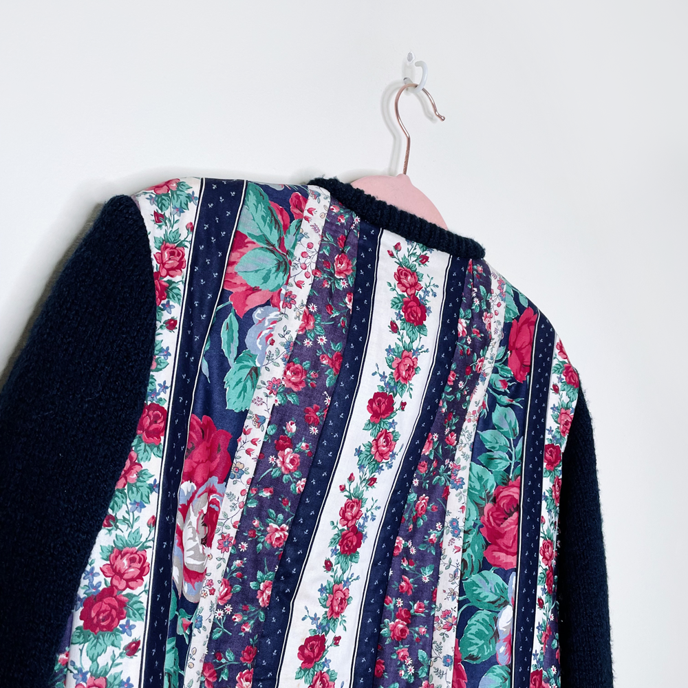 vintage handmade quilt sweater cardigan jacket - size med/large