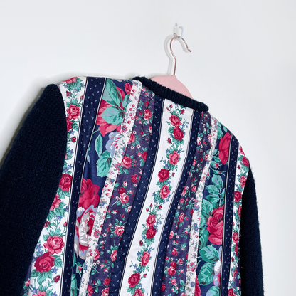 vintage handmade quilt sweater cardigan jacket - size med/large