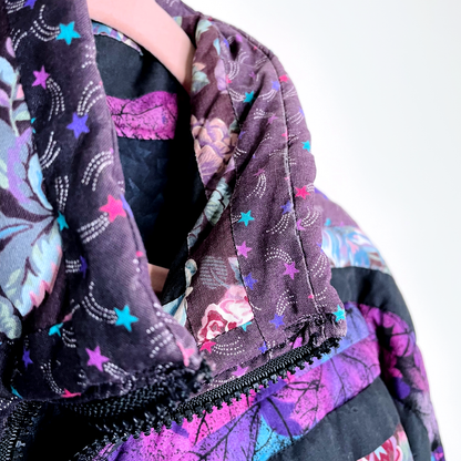 vintage handmade purple triangle quilt jacket - size large