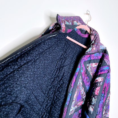 vintage handmade purple triangle quilt jacket - size large