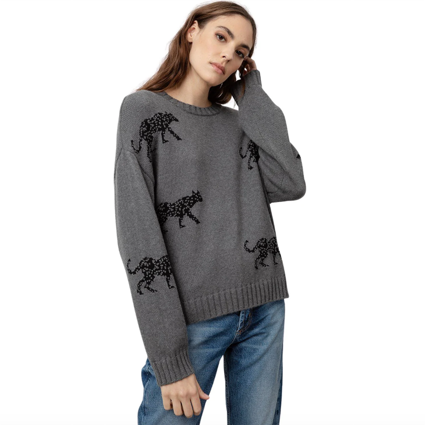 rails perci cotton-cashmere jungle cat sweater - size small