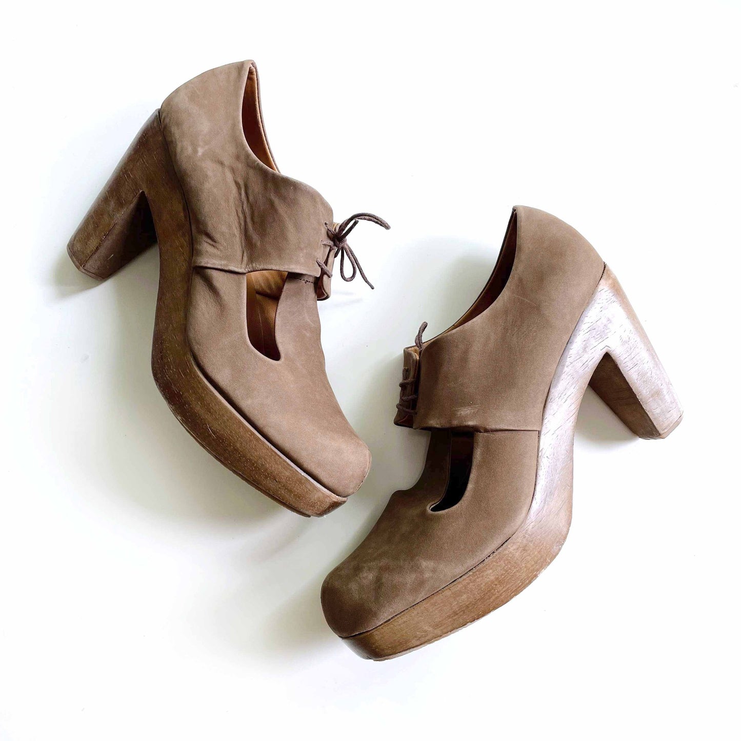 anthro rachel comey leather cut out wood clogs - size 10