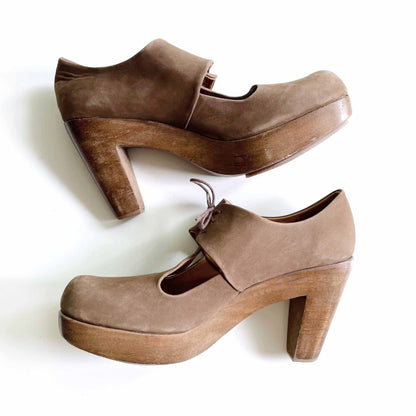 anthro rachel comey leather cut out wood clogs - size 10