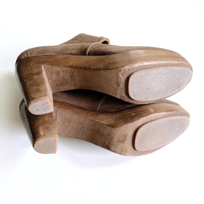 anthro rachel comey leather cut out wood clogs - size 10