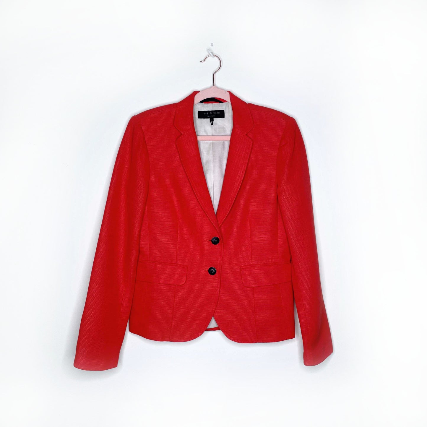 rag & bone orange bailey linen-blend blazer - size 4