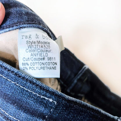 rag & bone justine anfield high rise zip cuff skinny jeans - size 27