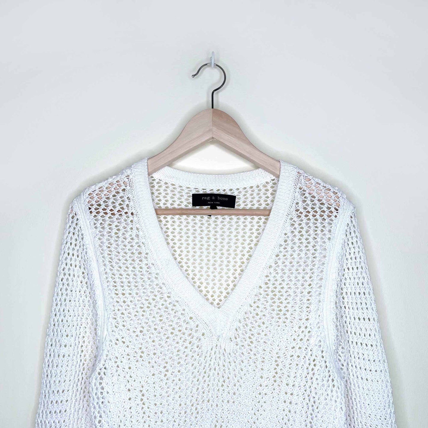 rag & bone cotton v-neck loose knit sweater - size small
