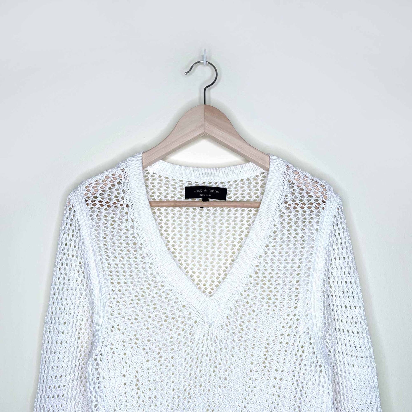 rag & bone cotton v-neck loose knit sweater - size small