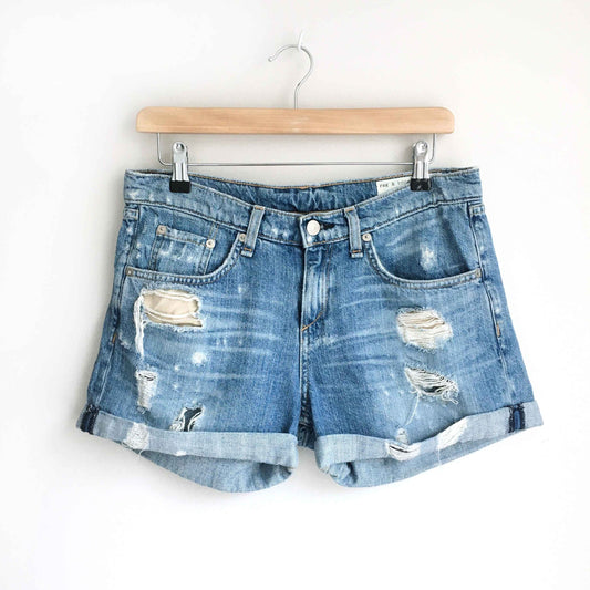 Rag &amp; Bone distressed rolled hem boyfriend short - size 26