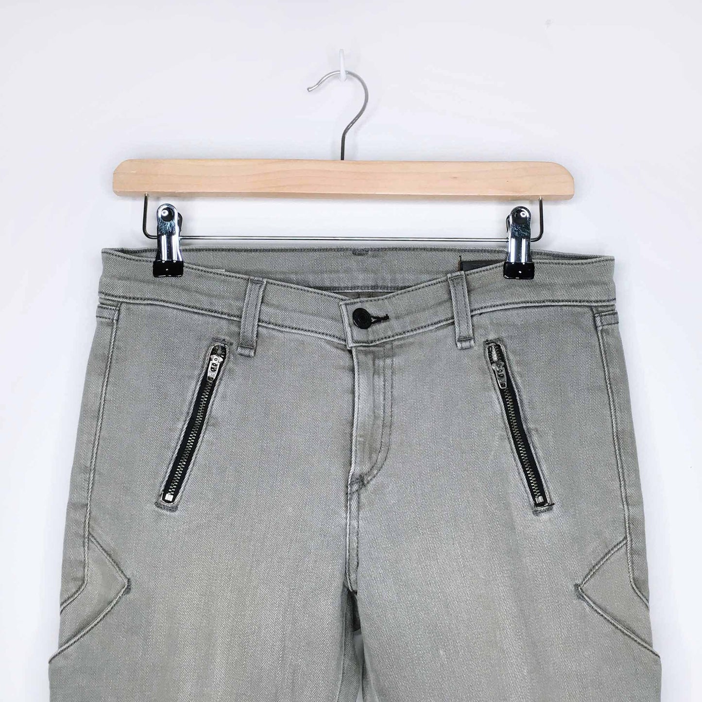 rag &amp; bone rally moto leather panel jeans - size 28