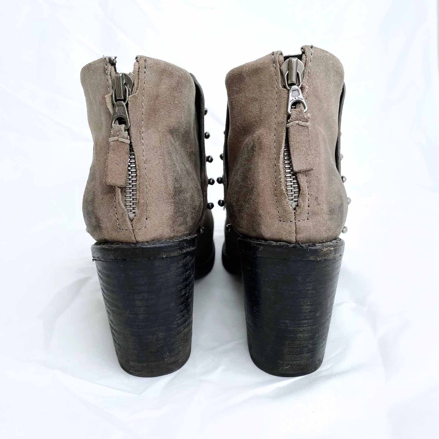 rag & bone alwyn studded heeled suede bootie - size 38.5