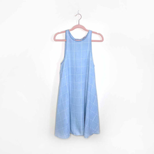 rails anya windowpane chambray swing dress - size xs