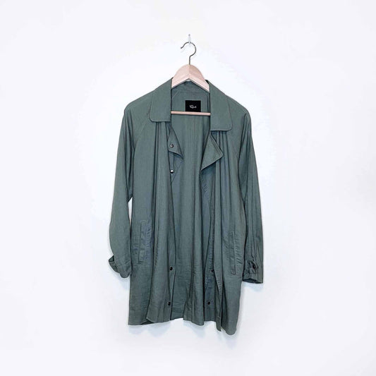 rails nadia linen-blend utility snap button moto trench jacket - size small