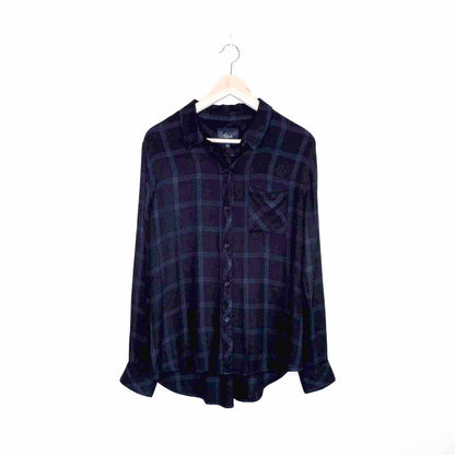 rails hunter plaid buttondown in charcoal / shadow - size medium