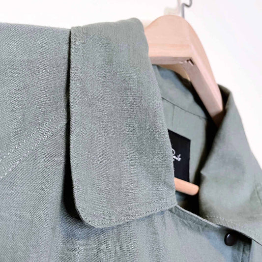 rails nadia linen-blend utility snap button moto trench jacket - size small