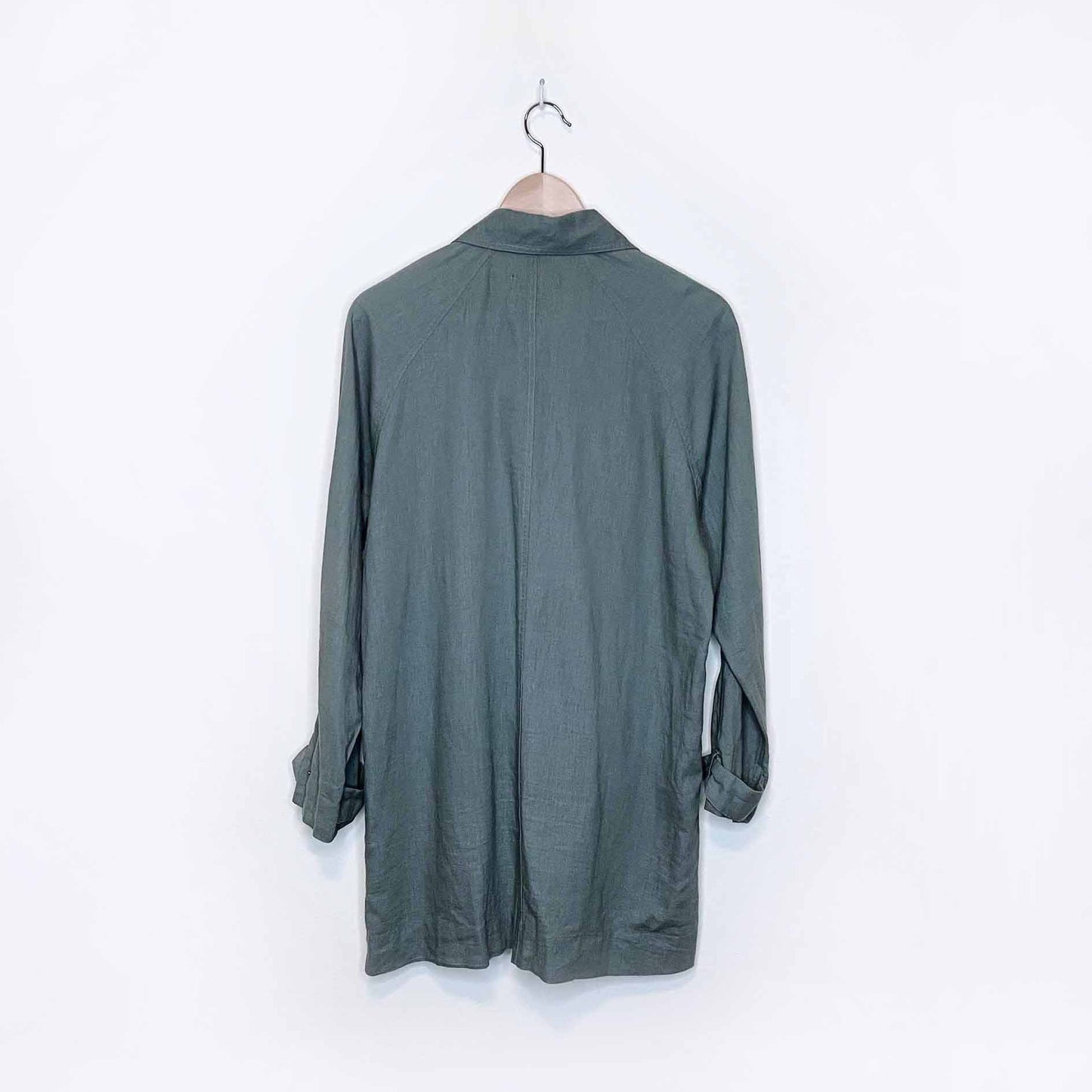 rails nadia linen-blend utility snap button moto trench jacket - size small