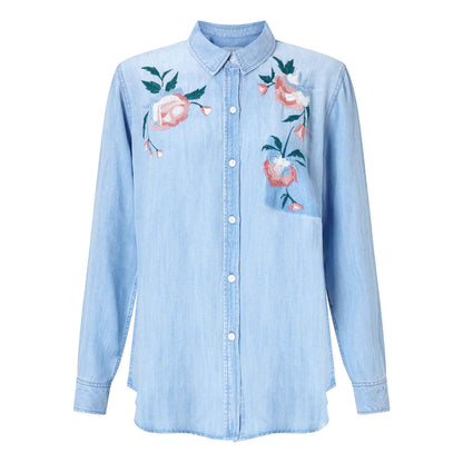 Rails Chandler rose embroidered chambray button down - size xs