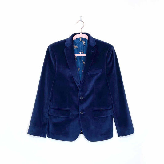 lauren ralph lauren single breasted 2-button blue velvet blazer - size xs