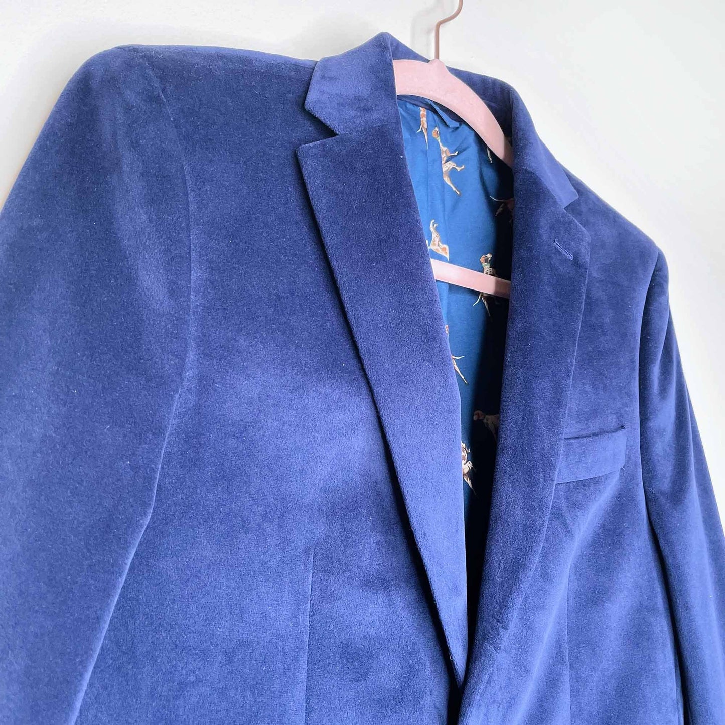 lauren ralph lauren single breasted 2-button blue velvet blazer - size xs