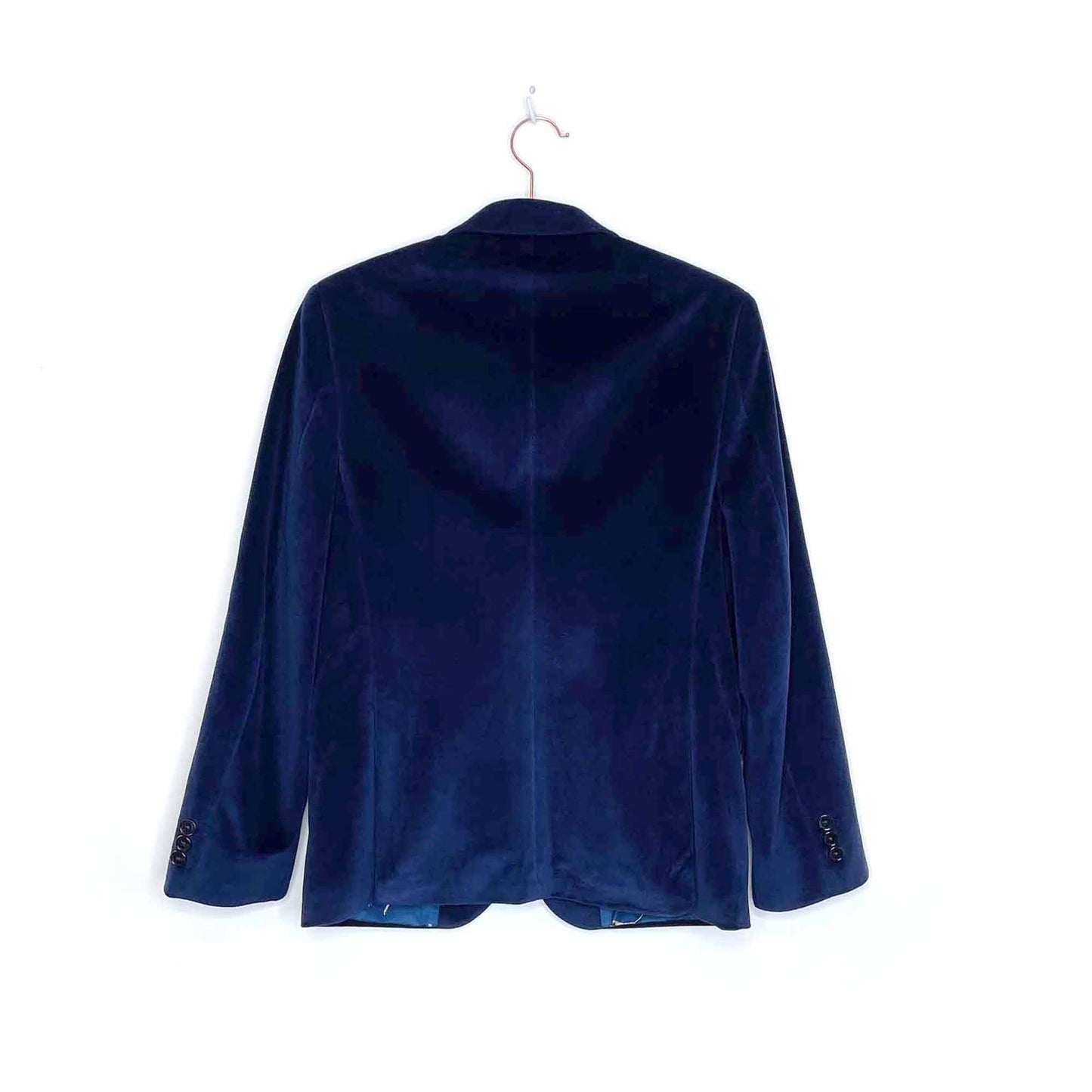 lauren ralph lauren single breasted 2-button blue velvet blazer - size xs