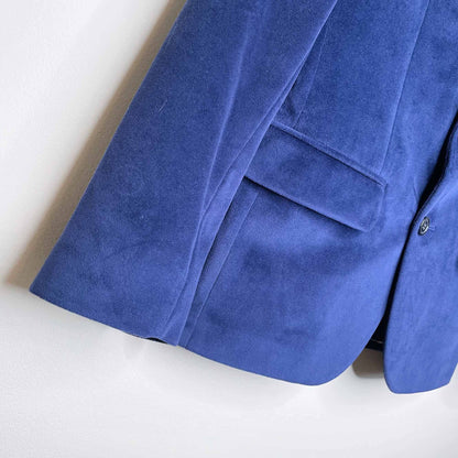 lauren ralph lauren single breasted 2-button blue velvet blazer - size xs
