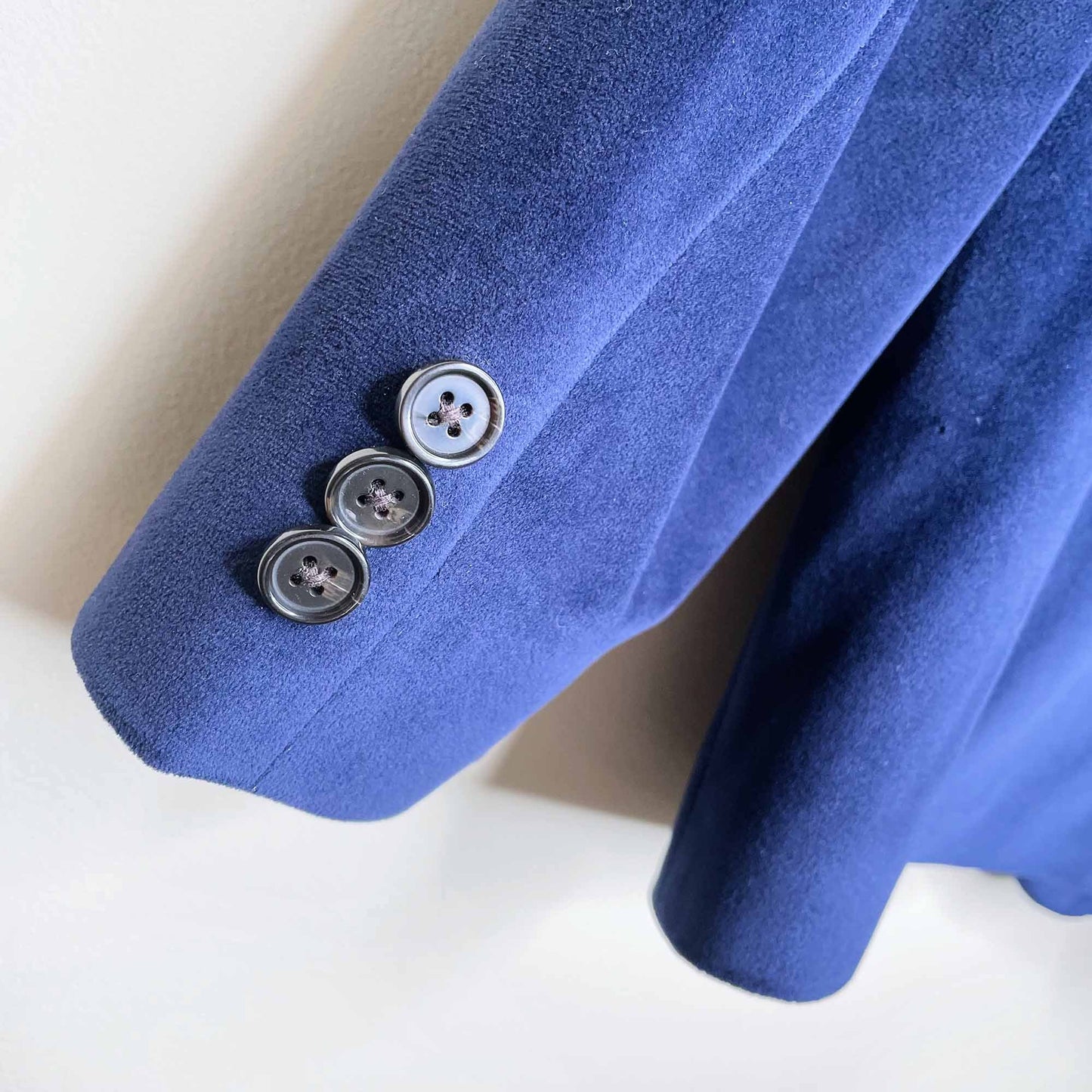 lauren ralph lauren single breasted 2-button blue velvet blazer - size xs