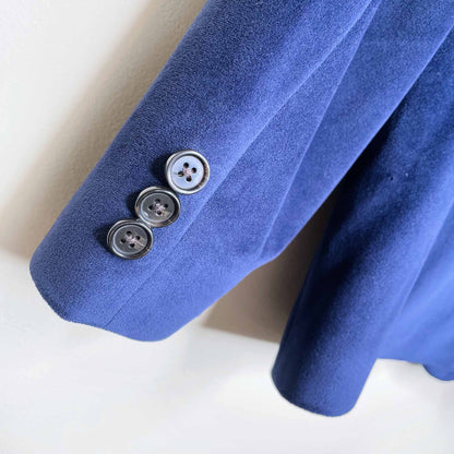 lauren ralph lauren single breasted 2-button blue velvet blazer - size xs