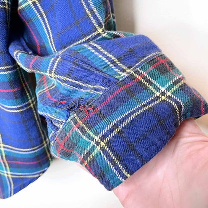 vintage polo ralph lauren blue flannel button down shirt - size large