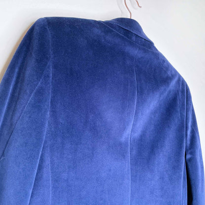 lauren ralph lauren single breasted 2-button blue velvet blazer - size xs