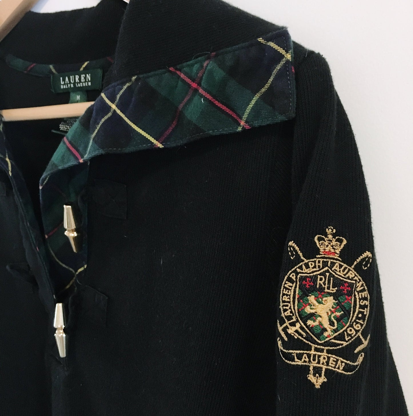 Vintage Ralph Lauren Long Sleeve Polo with Emblem - size Medium