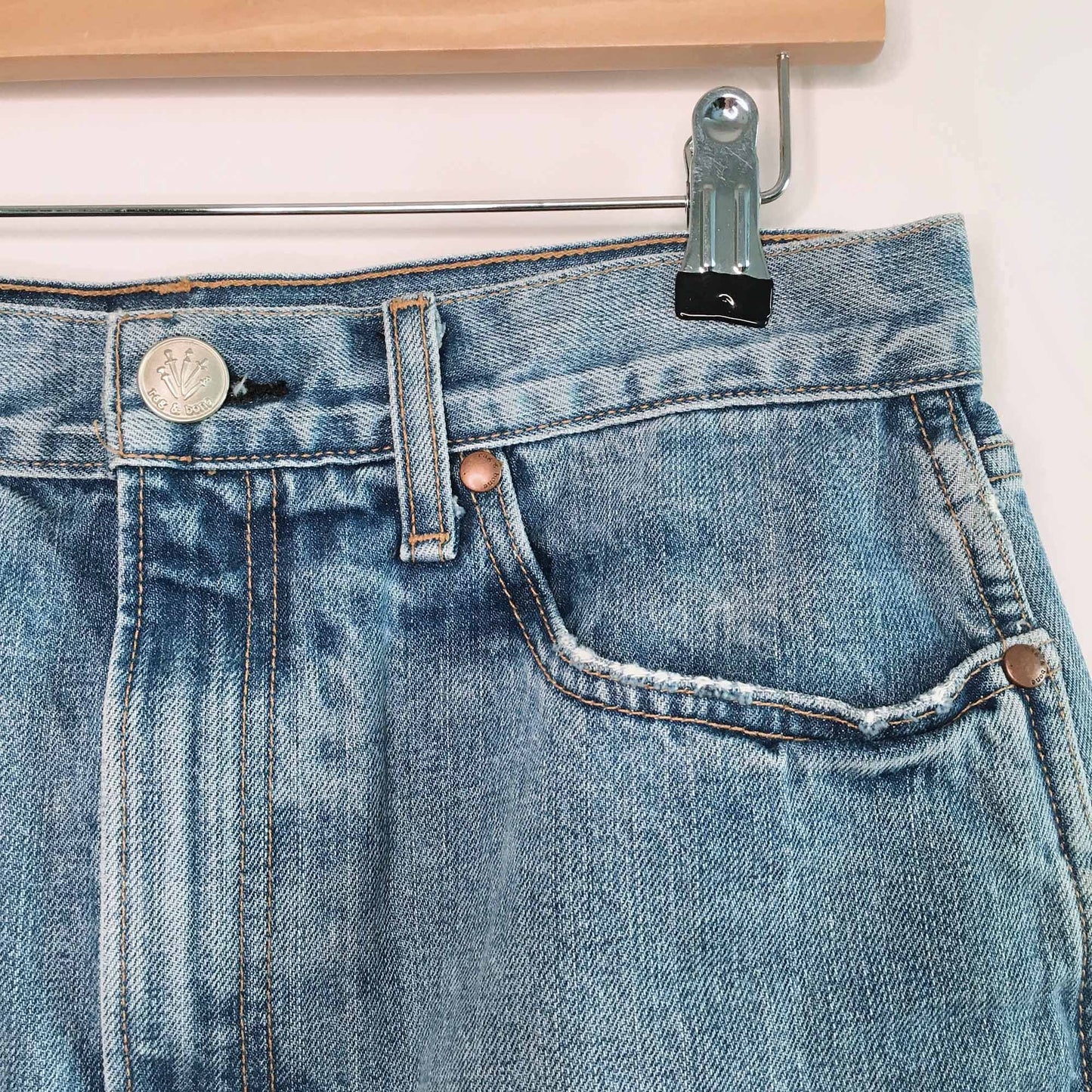 Rag &amp; Bone Moss high waisted cut-off denim skirt - size 28
