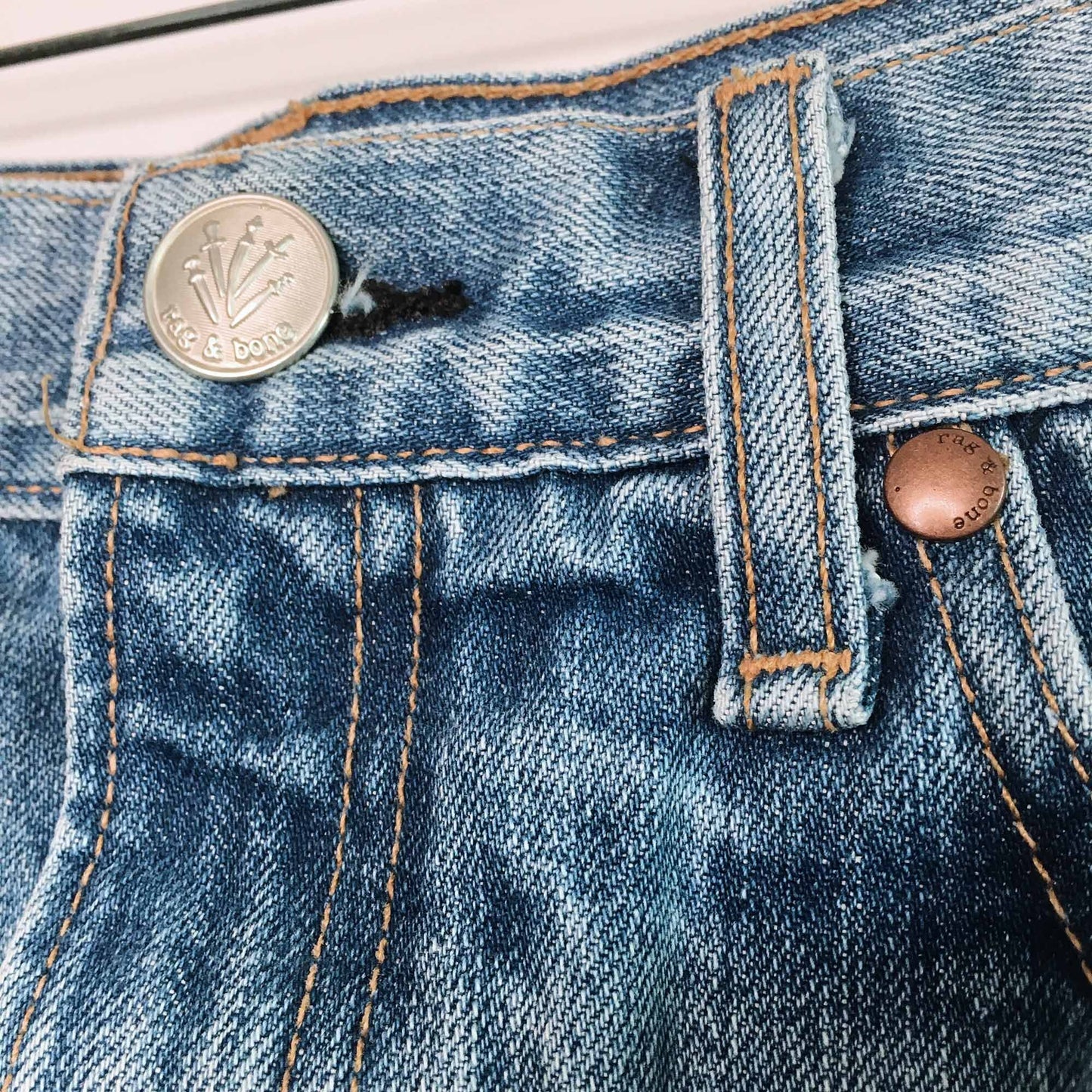 Rag &amp; Bone Moss high waisted cut-off denim skirt - size 28