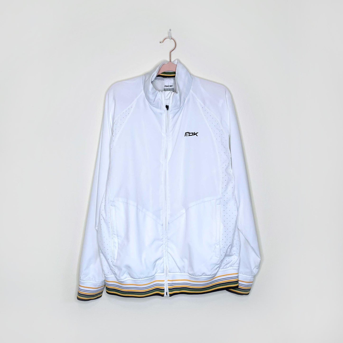 reebok rbk white full zip lined track jacket - size medium