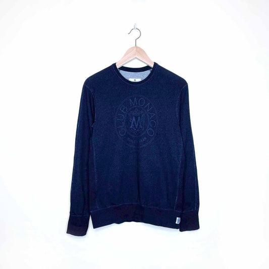 club monaco x reigning champ logo crest crewneck sweatshirt - size xs