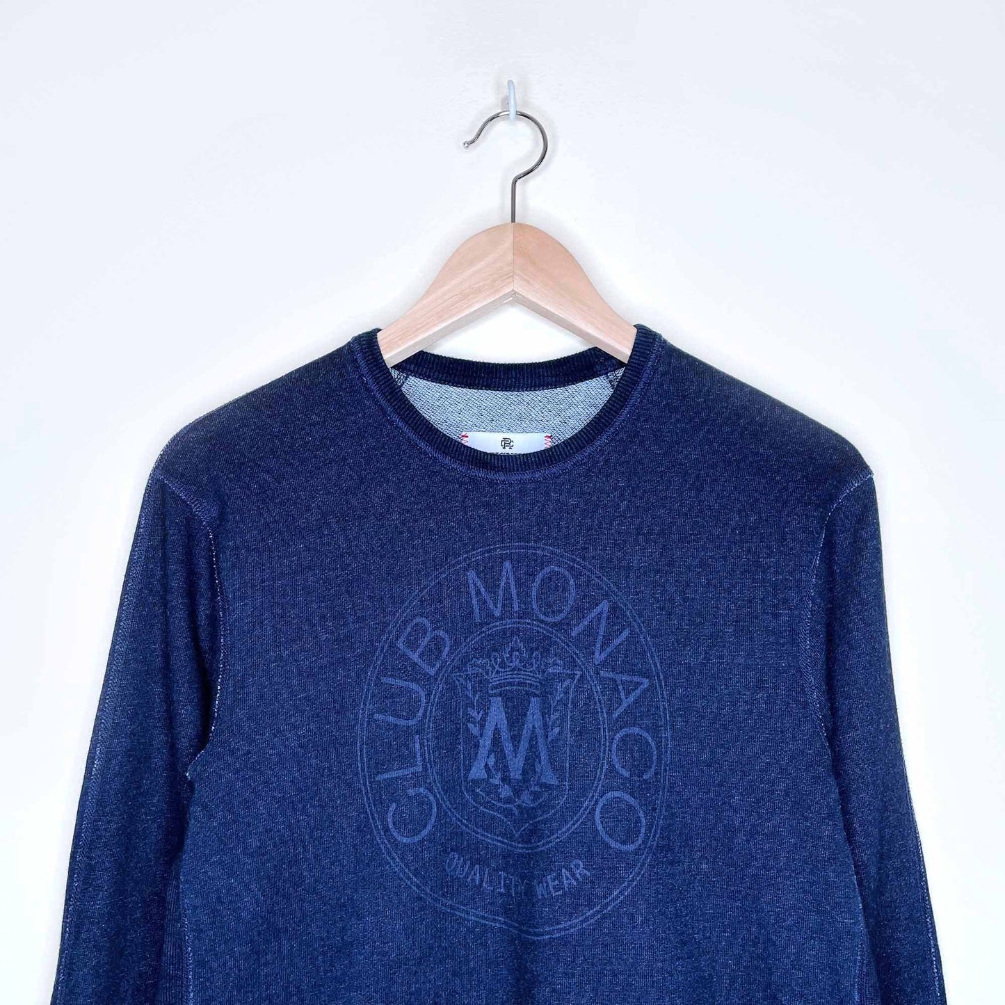 club monaco x reigning champ logo crest crewneck sweatshirt - size xs