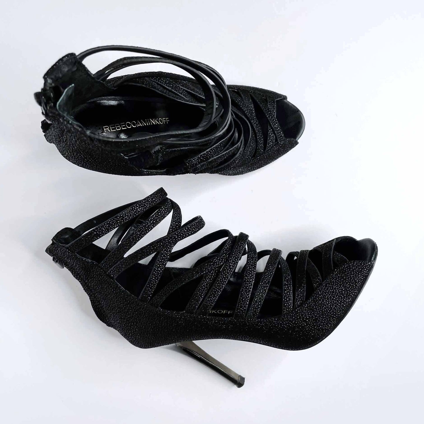 rebecca minkoff mabel strappy heel booties - size 6