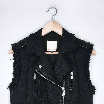 Rebecca Taylor wool tweed and leather moto vest - size 2
